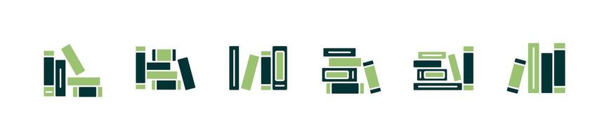 library bookshelf archive book stack icon set education study journal literature school dictionary signs illustration for web and app vector