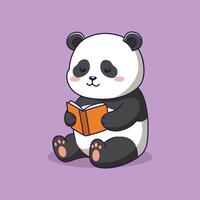 Panda reading a book illustration vector