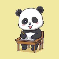 Panda writing at a desk vector