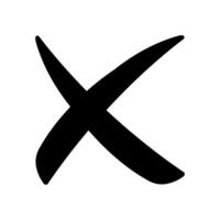 Black cross mark, Hand drawn style cross sign in black color, simple x symbol vector