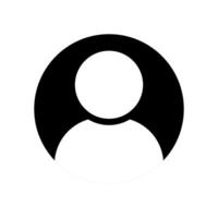 Default user profile flat icon. Social media profile picture symbol white sign on a black round shape. User account dp symbol isolated on a transparent background, illustration. vector