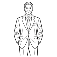 A line drawing of a man in a suit png