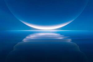 Dark Blue Night Sky with Bright Horizon Reflection photo