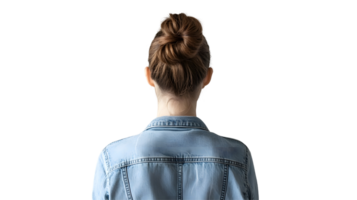 Rear view of a person with a bun hairstyle. png