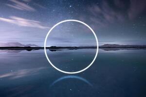 Serene Nightscape with Celestial Reflection photo