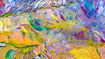 Vibrant Colorful Rice Terraces Aerial View photo