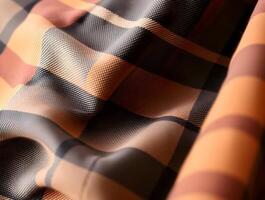 Elegant Plaid Textile CloseUp Texture and Drape photo