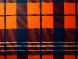 Vibrant Orange and Navy Plaid Texture Seamless Pattern Background for Design Projects photo