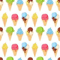 Colorful ice cream cones pattern vector