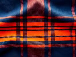 Vibrant Orange and Navy Plaid Texture Perfect for Fall Fashion and Design Projects photo