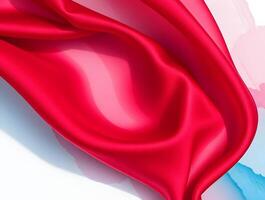 Crimson Silk Fabric Texture Elegant Draped Red Textile Background for Design Projects Websites and Presentations photo