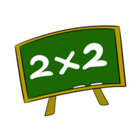 chalk board school education icons set, cartoon style, isolated on transparent background png