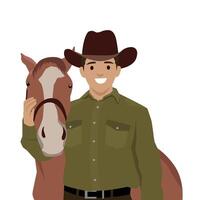 Cowboy with horse illustration vector