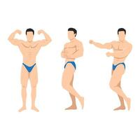 muscular male fitness poses illustration vector