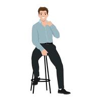 Man sitting on a stool illustration vector