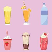 Variety of colorful drinks and beverages vector