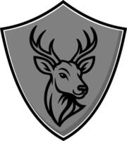A deer head on a shield with a black background vector