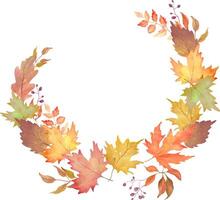 Autumn leaves wreath decoration vector