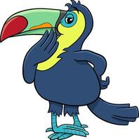 funny thoughtful cartoon toucan bird wild animal character vector