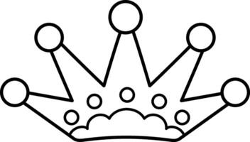 Fairy tale black and white crown. fantasy king, queen, mermaid princess accessory. Sovereign authority symbol. Medieval fairytale royal jewelry line icon or coloring page vector