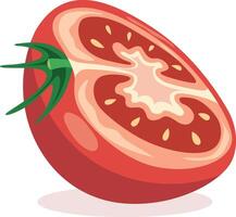 Fresh sliced tomato with green stem vector