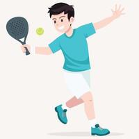 boy playing tennis with racket vector