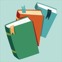 Colorful books with bookmarks vector