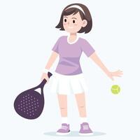 Girl playing tennis with a racket vector