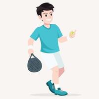 Young boy with tennis racket and ball vector