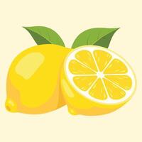 Two fresh lemons with leaves vector