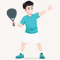 Boy playing tennis with a paddle vector