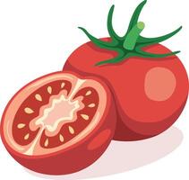 Fresh tomato cut in half vector