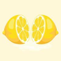 Cut lemon halves with juicy slices vector