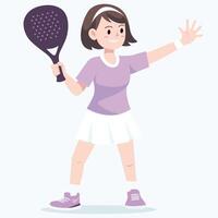 girl playing tennis with racket vector