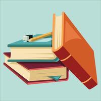 stack of colorful books with tools vector