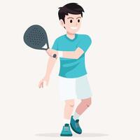 Boy playing paddle sport happily vector