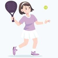 Girl playing tennis with a racket vector
