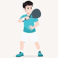 boy playing paddle tennis vector