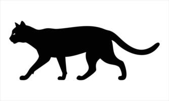 Walking Cat Silhouette for Animal Illustrations and Clipart Projects vector
