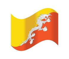 Bhutan waving flag.Isolated flag of Bhutan vector