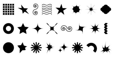 Set of Abstract Shapes and Stars in Black Silhouette vector