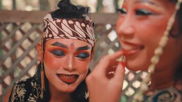 Close-up of a Male Javanese Dancer with Expressive Makeup video