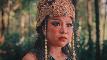 Close-up of a Javanese Dancer with a Surprised Expression video