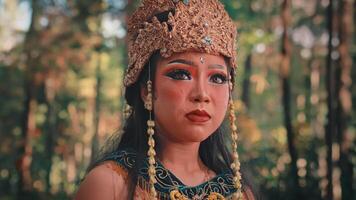 Close-up of a Javanese Performer with a Worried Expression video