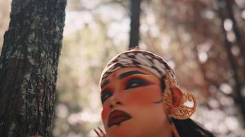 tradicional javanese arqueiro olhando por aí dentro uma floresta video