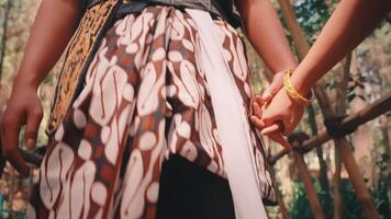 Traditional Javanese Couple Holding Hands in a Forest video