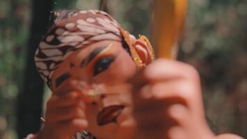 Close-up of a Javanese Archer with a Golden Bow video
