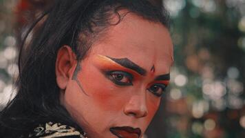 Extreme Close-up of a Javanese Performer's Intense Gaze video