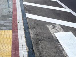 Clear visibility of pedestrian and vehicle pathways indicates urban design and safety measures in this city setting photo