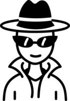 A drawing style icon denoting an alien spy figure vector
